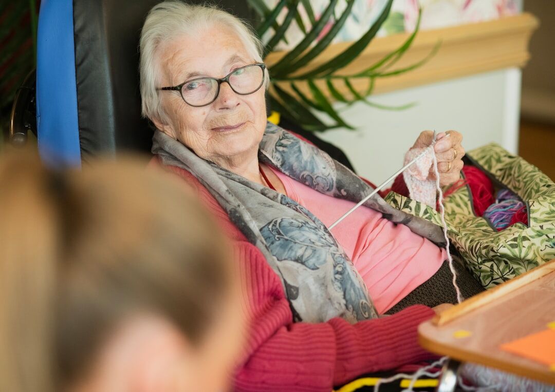 elderly people crafting