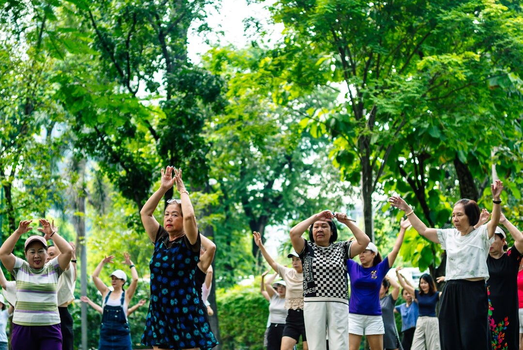 group of seniors exercising