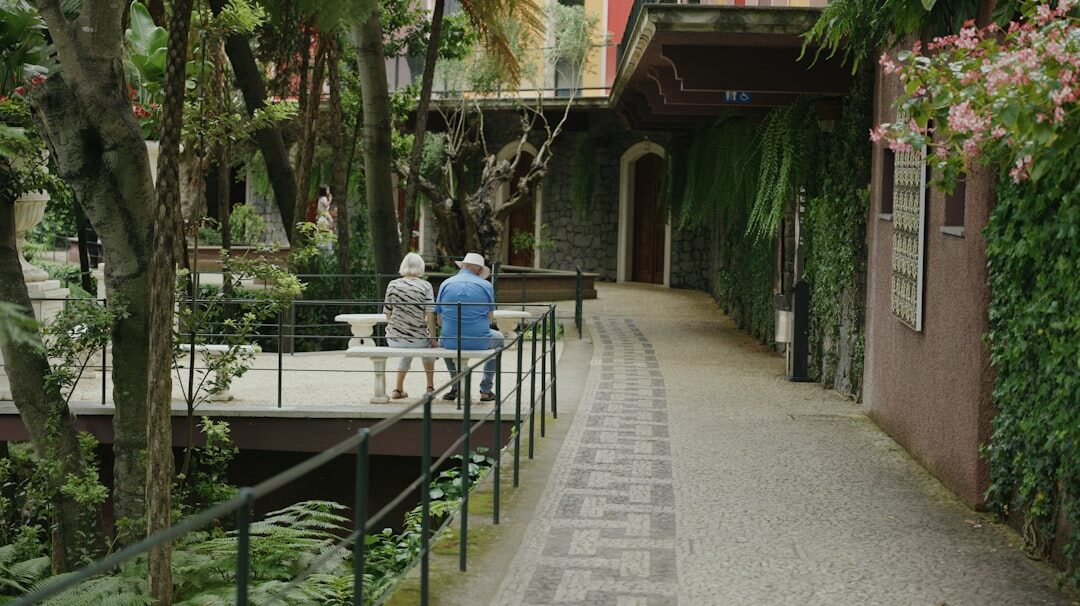 happy elderly couple outdoors